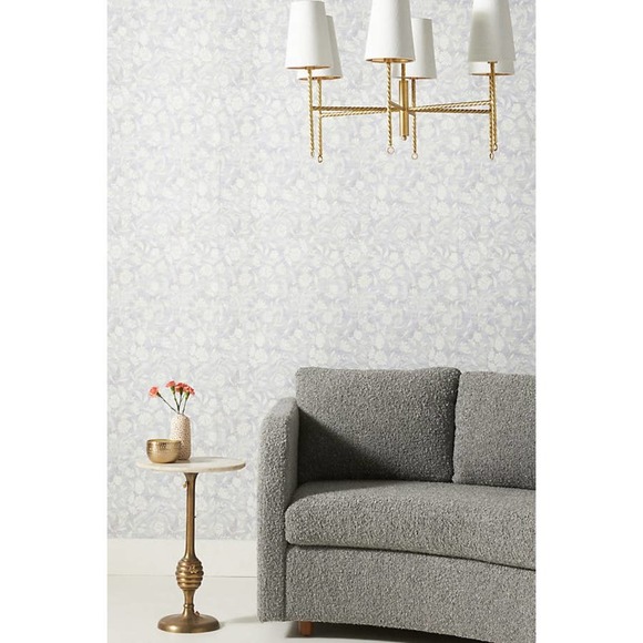 Anthropologie Kye Wallpaper YORK Wallcoverings Grey Flowers 2 Rolls